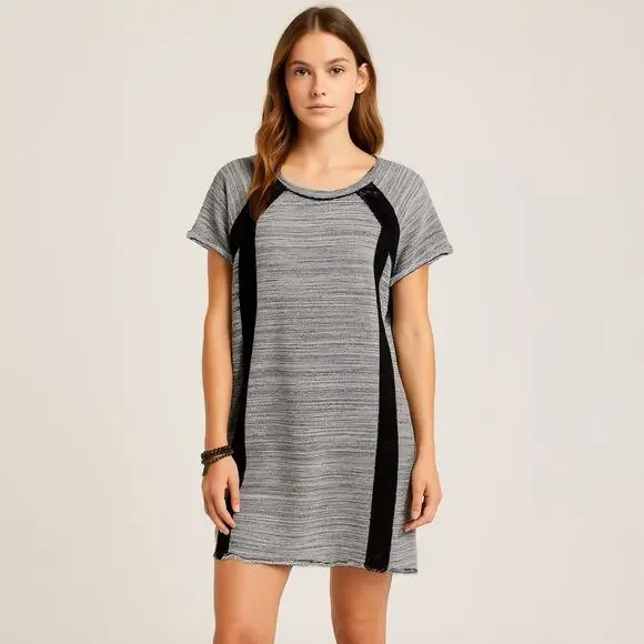 H&M | Dresses | Hm Rough Hem Sweatshirt Look Lace Trim Dress Tunic Sz Large  | Poshmark